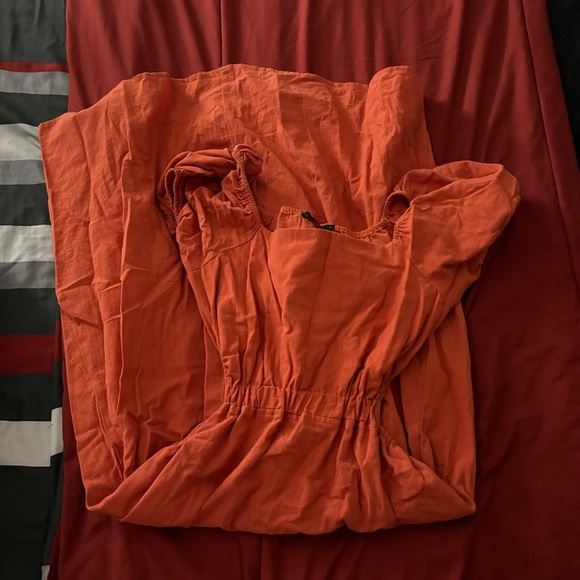 Orange Open Back Tie Dress - Picture 1 of 3